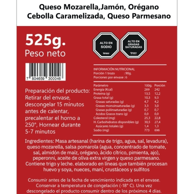 Pizza Artesanal Jamón / Cebolla