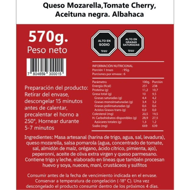 Pizza Artesanal Tomate / Aceituna