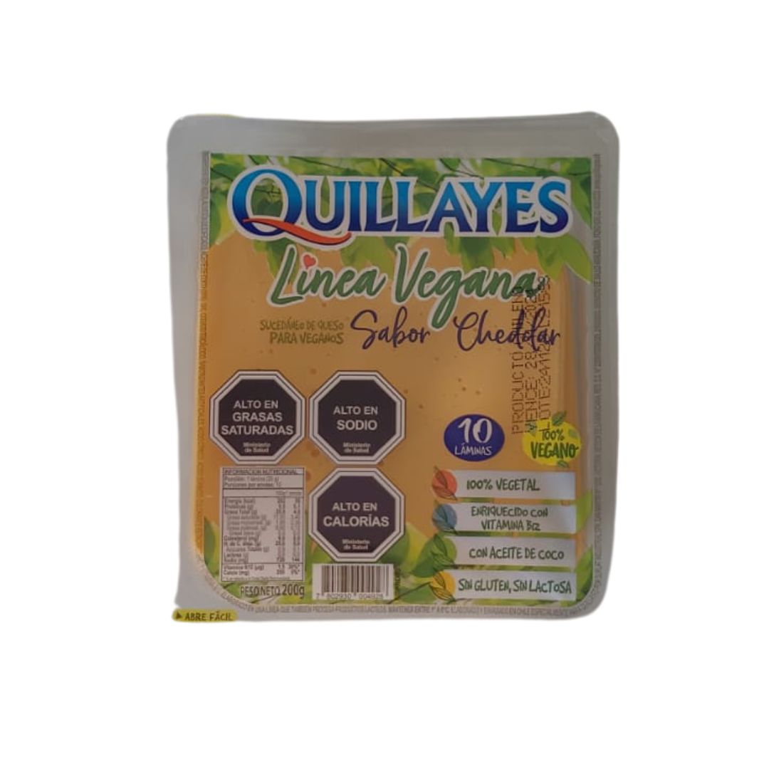 Queso Cheddar Laminado Vegano Quillayes 200g