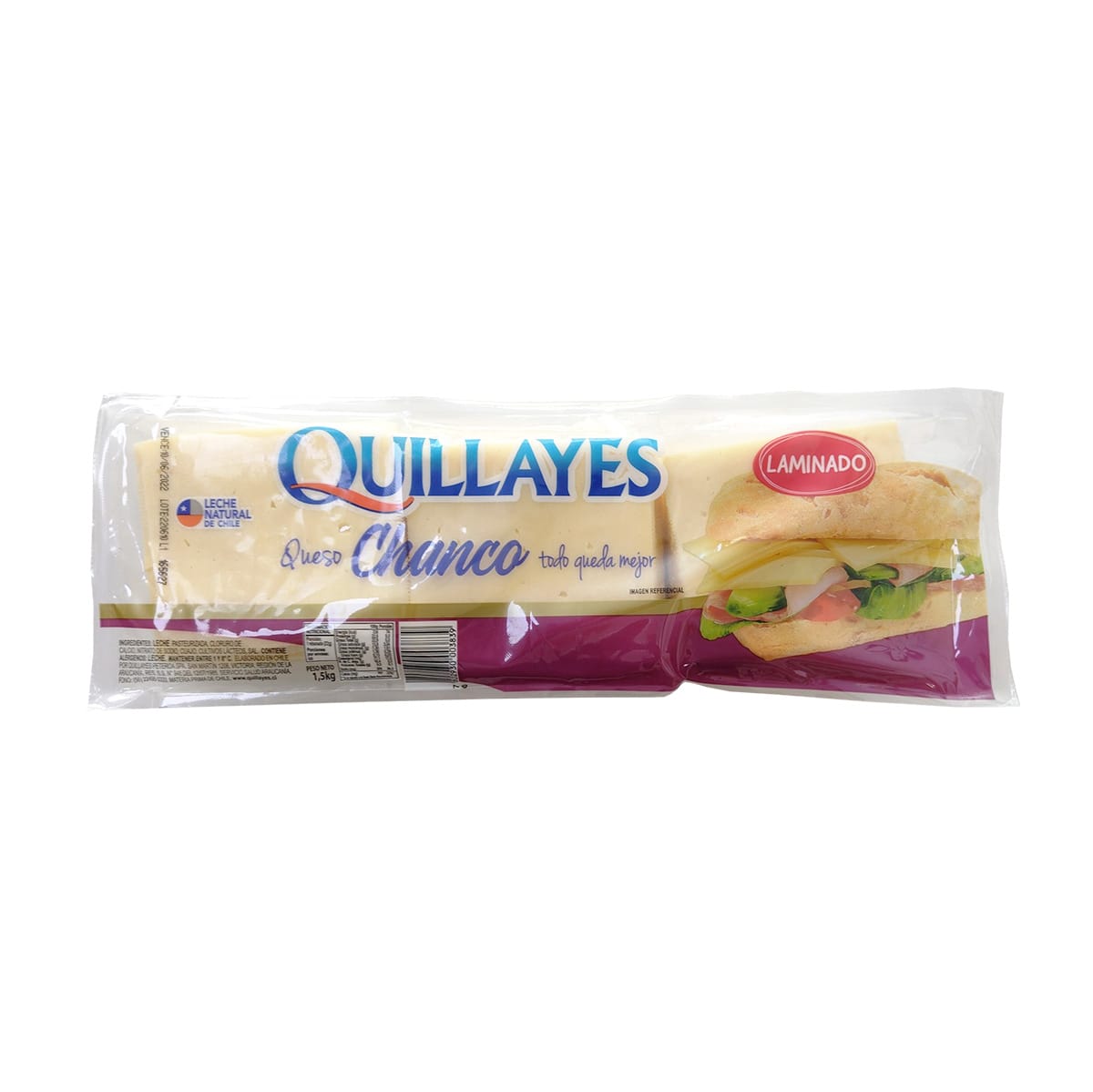 Queso Chanco Laminado Quillayes 1.5 kg